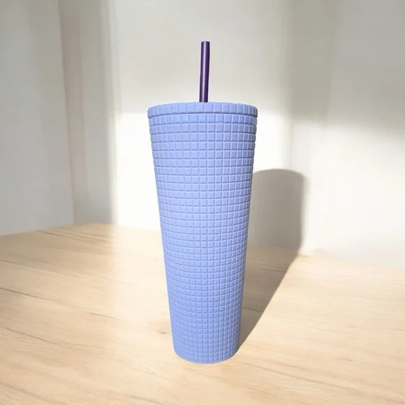 Starbucks 2021 Lilac Lavender Grid Studded 24oz Tumbler - Picture 2 of 3